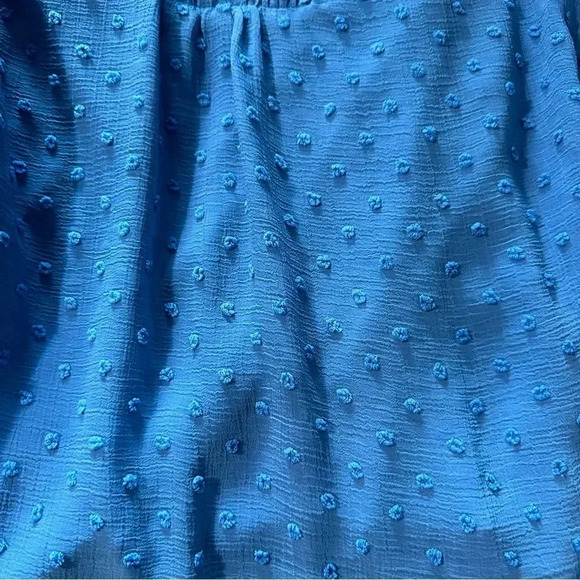 Cece women's size small v-neck clip-dot, 3/4 sleeve blue blouse - Picture 4 of 4